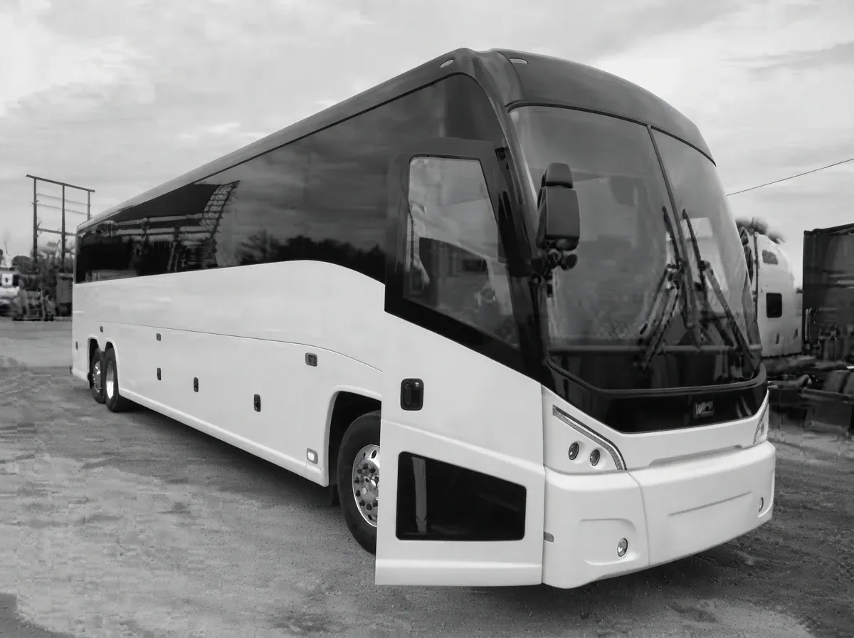 White 56 Passenger Luxury Motor Coach to rent