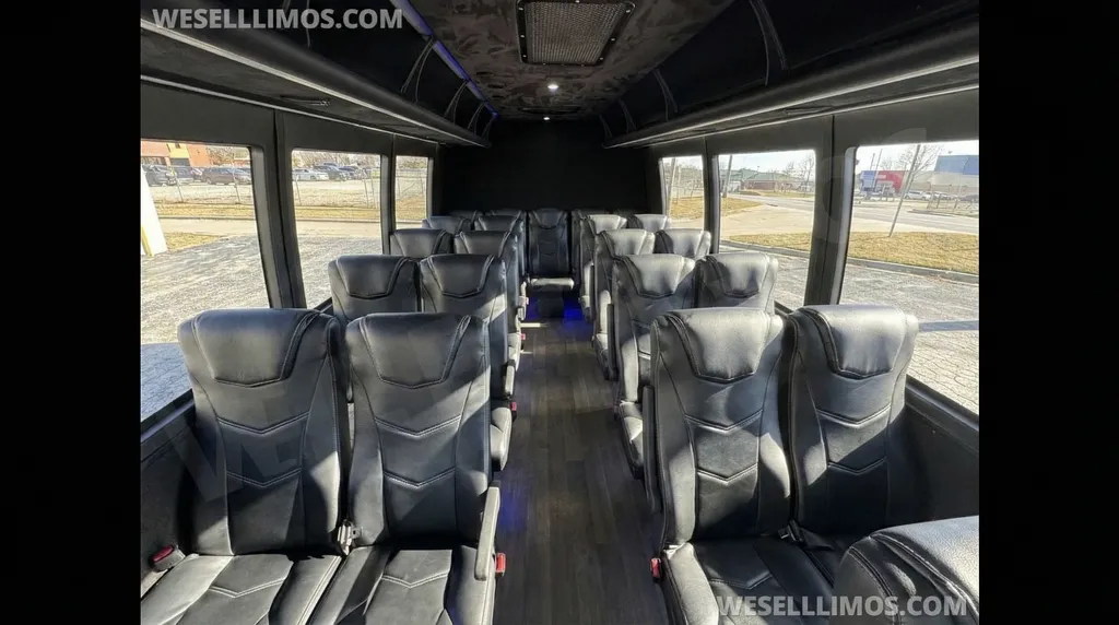 Black Ford E-450 Mini Bus, angle 3