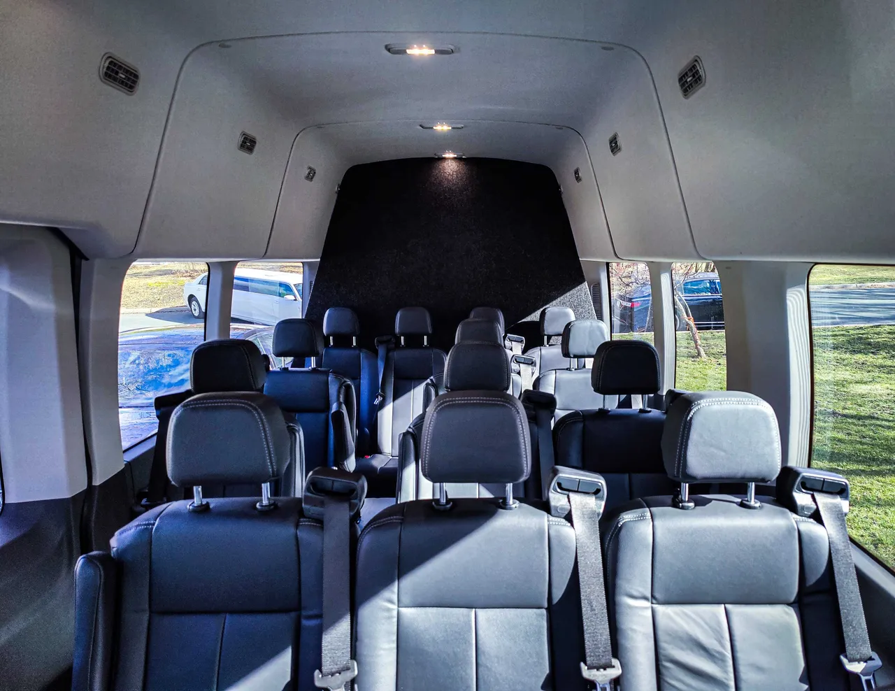 Ford Transit Executive Shuttle cabin view with high-roof cabin