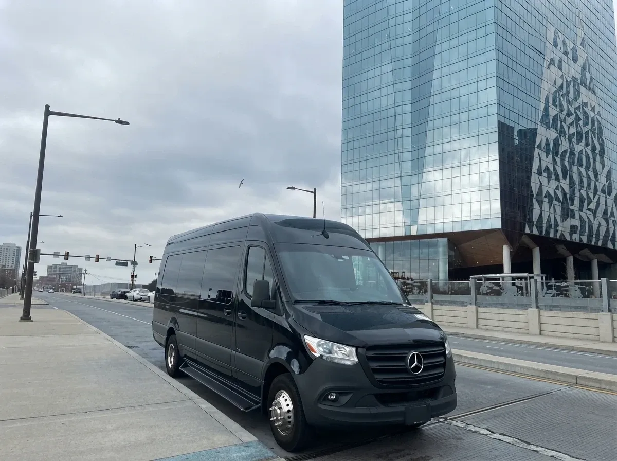 Black Mercedes-Benz Executive Sprinter, angle 2