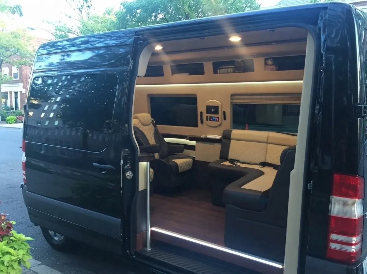 Black Mercedes-Benz Jet Sprinter, angle 3