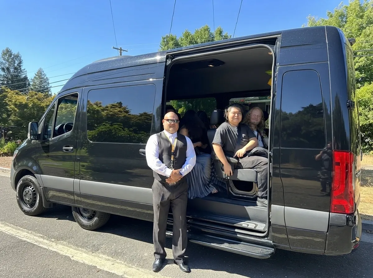 Black Mercedes-Benz Sprinter, angle 2