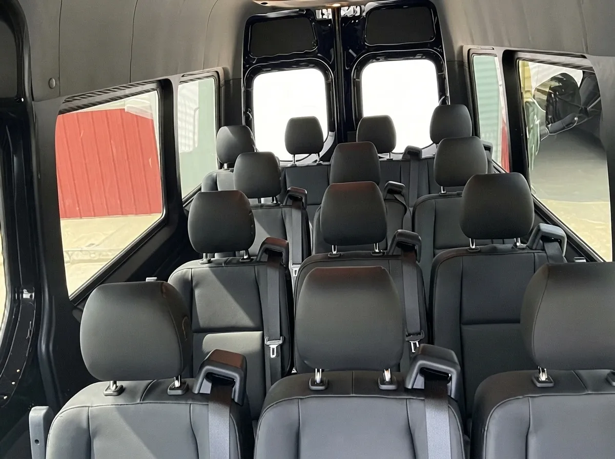 Black Mercedes-Benz Sprinter Shuttle Van, angle 2