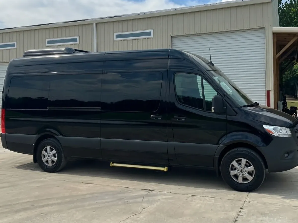 Black Mercedes-Benz Sprinter Shuttle Van, angle 5