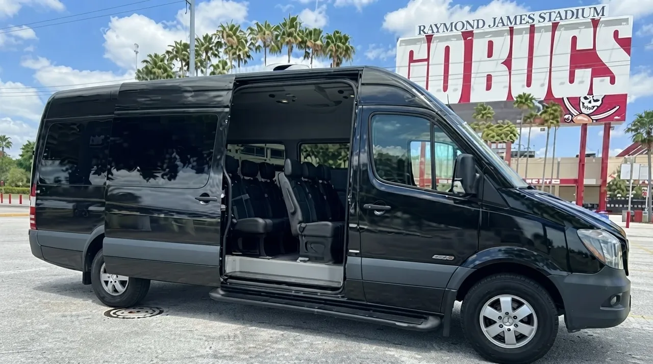 Black Mercedes-Benz Sprinter Van to rent