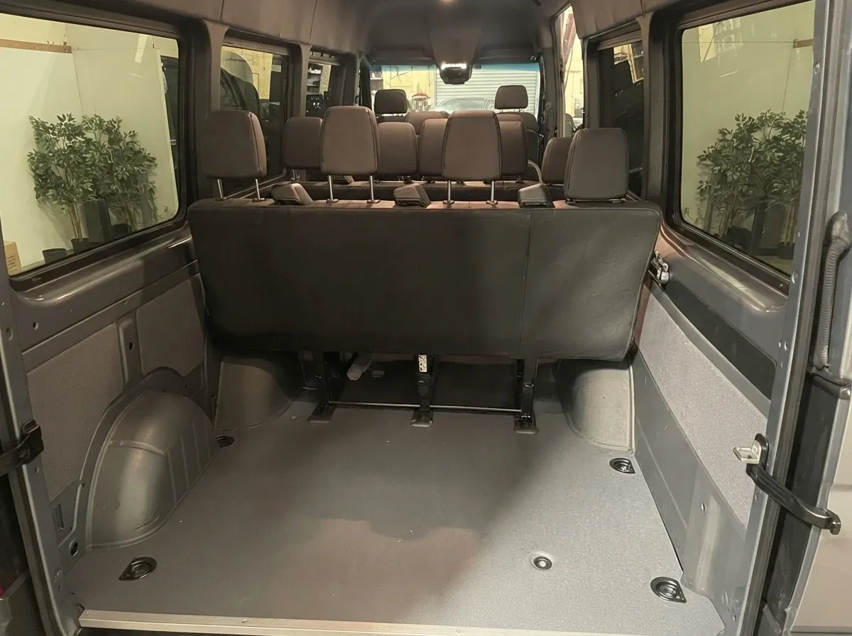 Black Mercedes-Benz Sprinter Van, angle 2