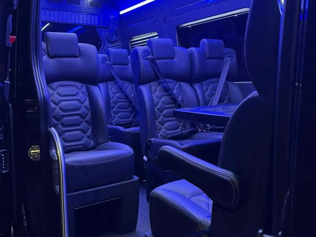 Black Mercedes-Benz Sprinter Van, angle 2