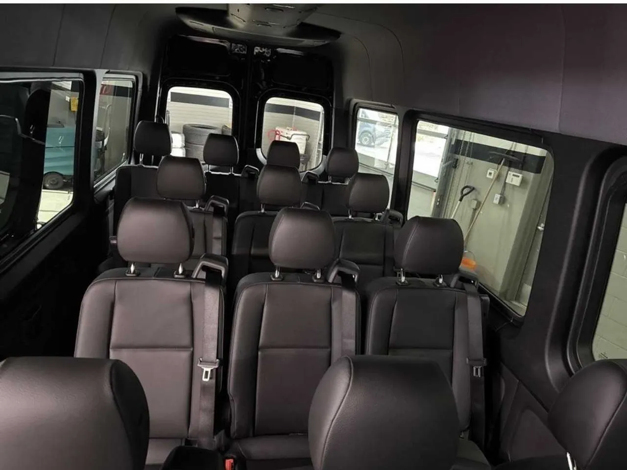 Mercedes-Benz Executive Sprinter cabin view, angle 3 with passenger seat belts