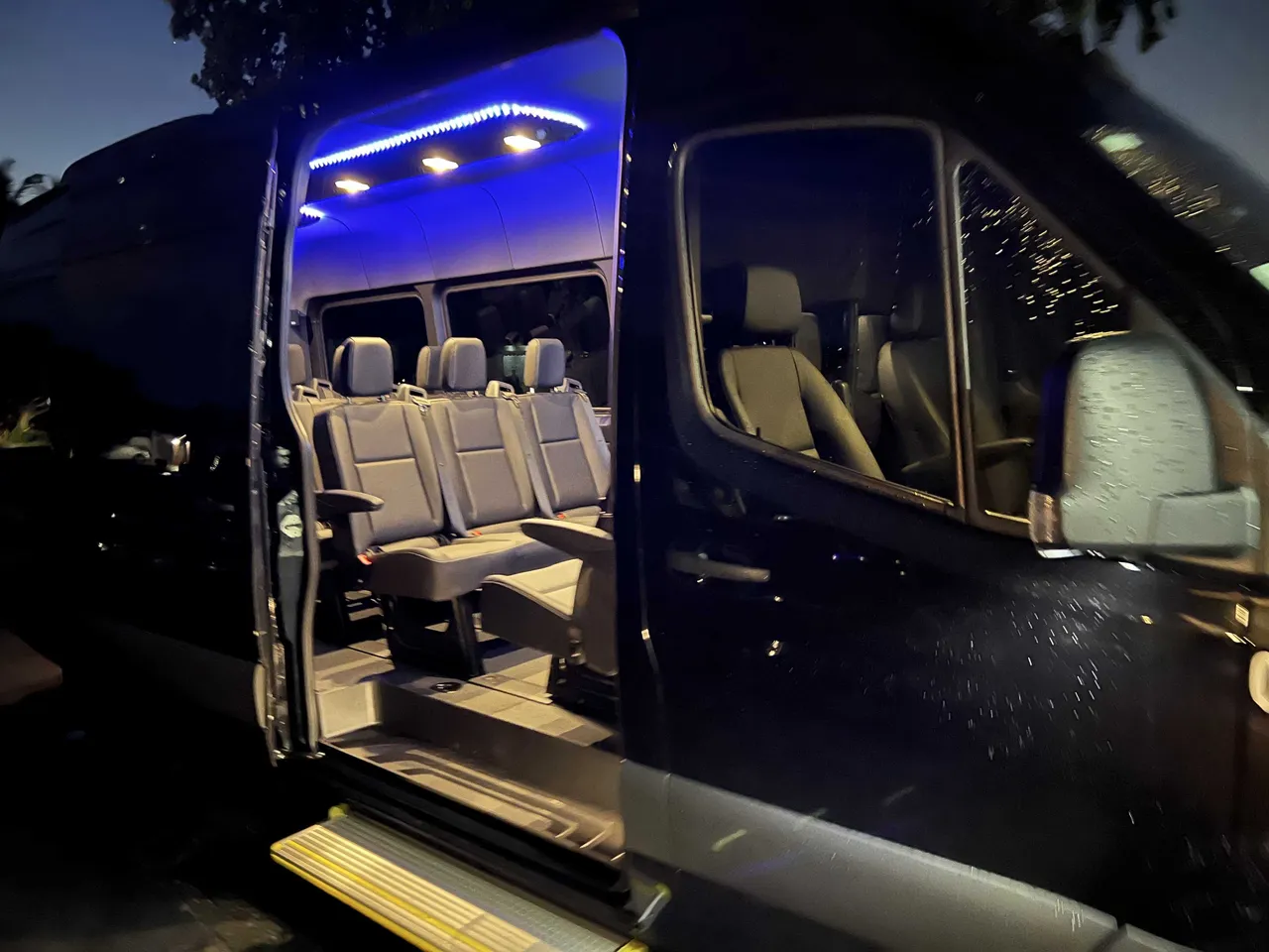 Mercedes-Benz Executive Sprinter Mercedes-Benz Executive Sprinter cabin view with LED accent lighting and running boards