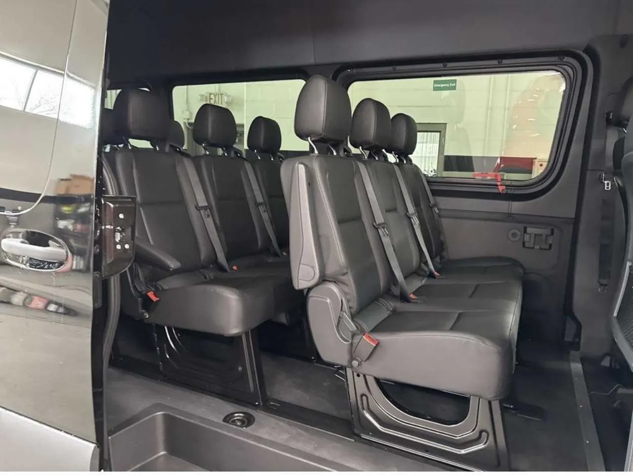 Mercedes-Benz Executive Sprinter cabin view with passenger seat belts