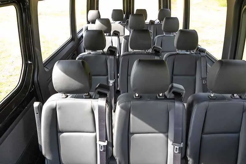 14 Passenger Mercedes-Benz Sprinter cabin view