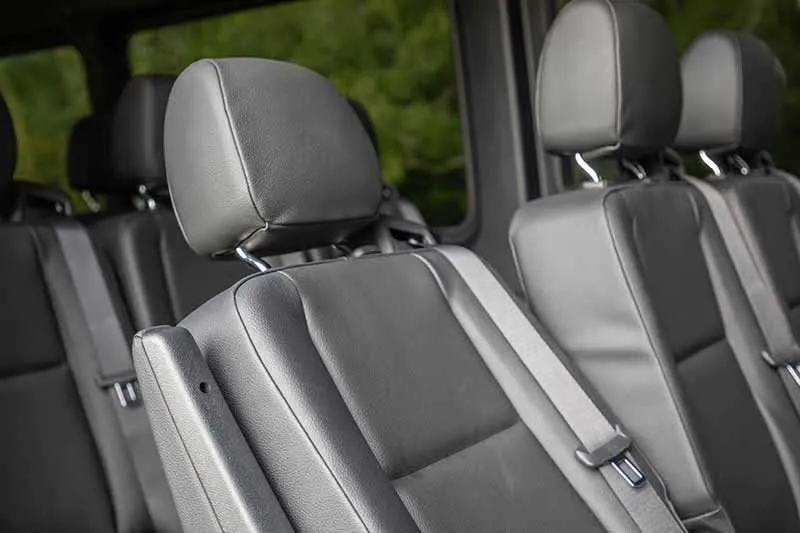 14 Passenger Mercedes-Benz Sprinter close-up shot
