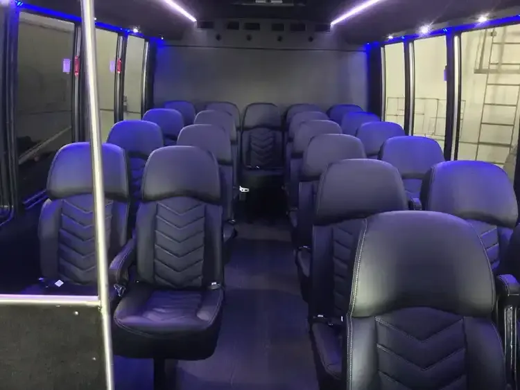 23 Passenger Mini Coach cabin view with LED accent lighting and LED ceiling lighting