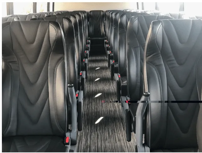 35 Passenger Mini Coach cabin view with airline-style seats