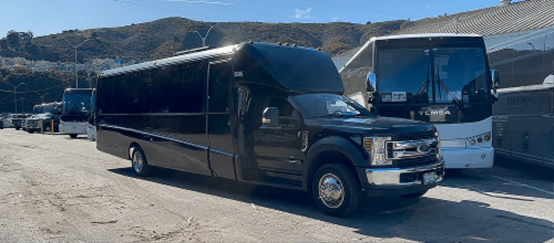 Black 24 Passenger Minibus with tinted windows
