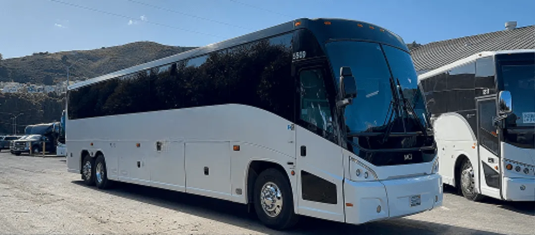 40 Passenger Motorcoach White 40 Passenger Motorcoach with tinted windows