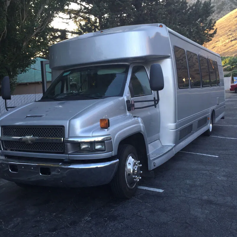 Silver Chevrolet Shuttle Bus Silver Chevrolet Shuttle Bus to rent